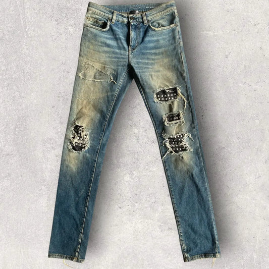 Saint Laurent Paris - SS16 Studded Leather Patch D02 Denim