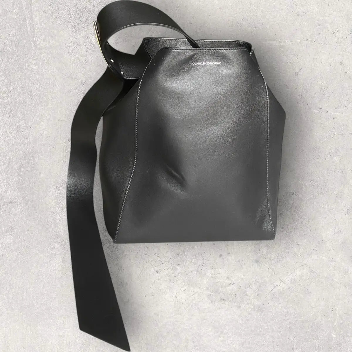 Calvin Klein 205W39NYC - Luxe Calf Leather Stripe Link Bucket Bag