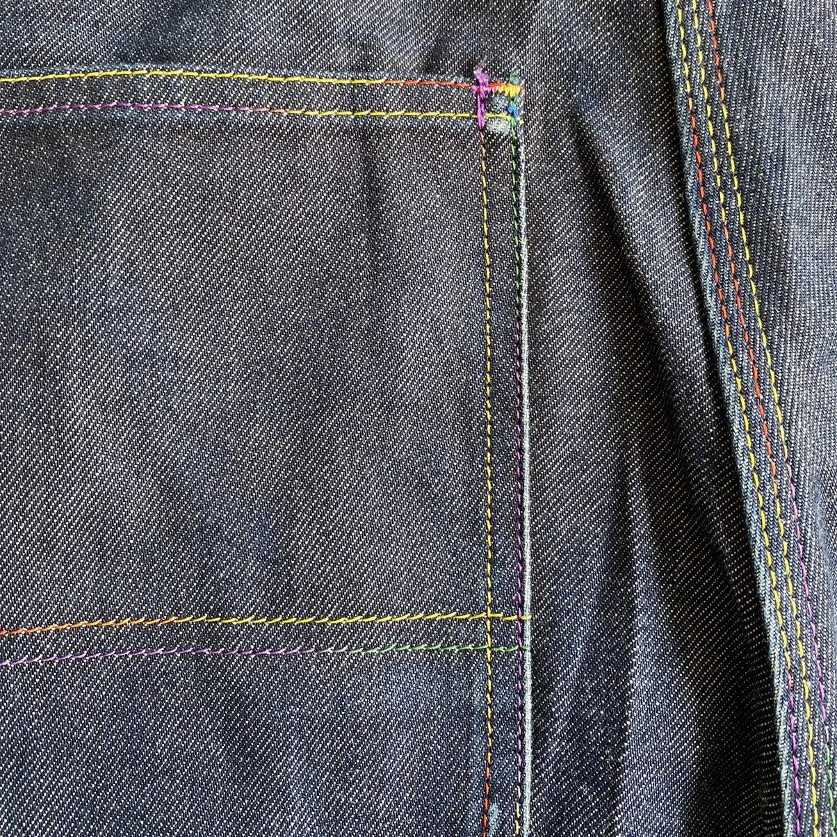 Comme des Garcons - CDG Shirts Line Rainbow Stitched Blue Raw Pants