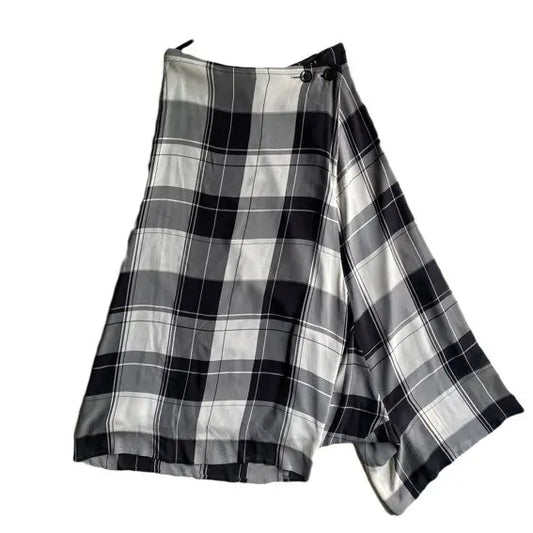 Yohji Yamamoto - Noir Silk Asymmetric Wide Leg Cropped Pants
