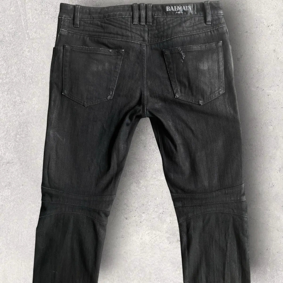 Balmain - Black Wax Biker Denim