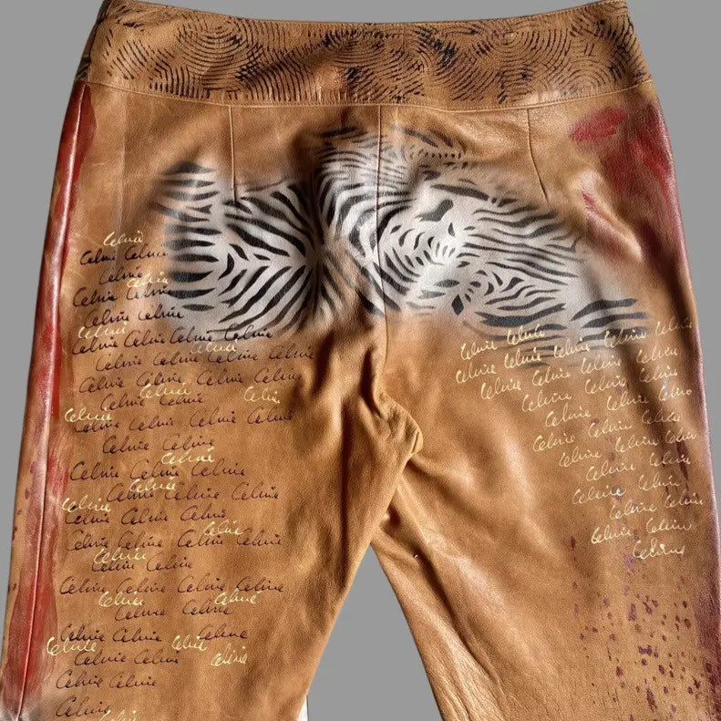 Celine - Vintage SS01 Runway Painted Leather Pants