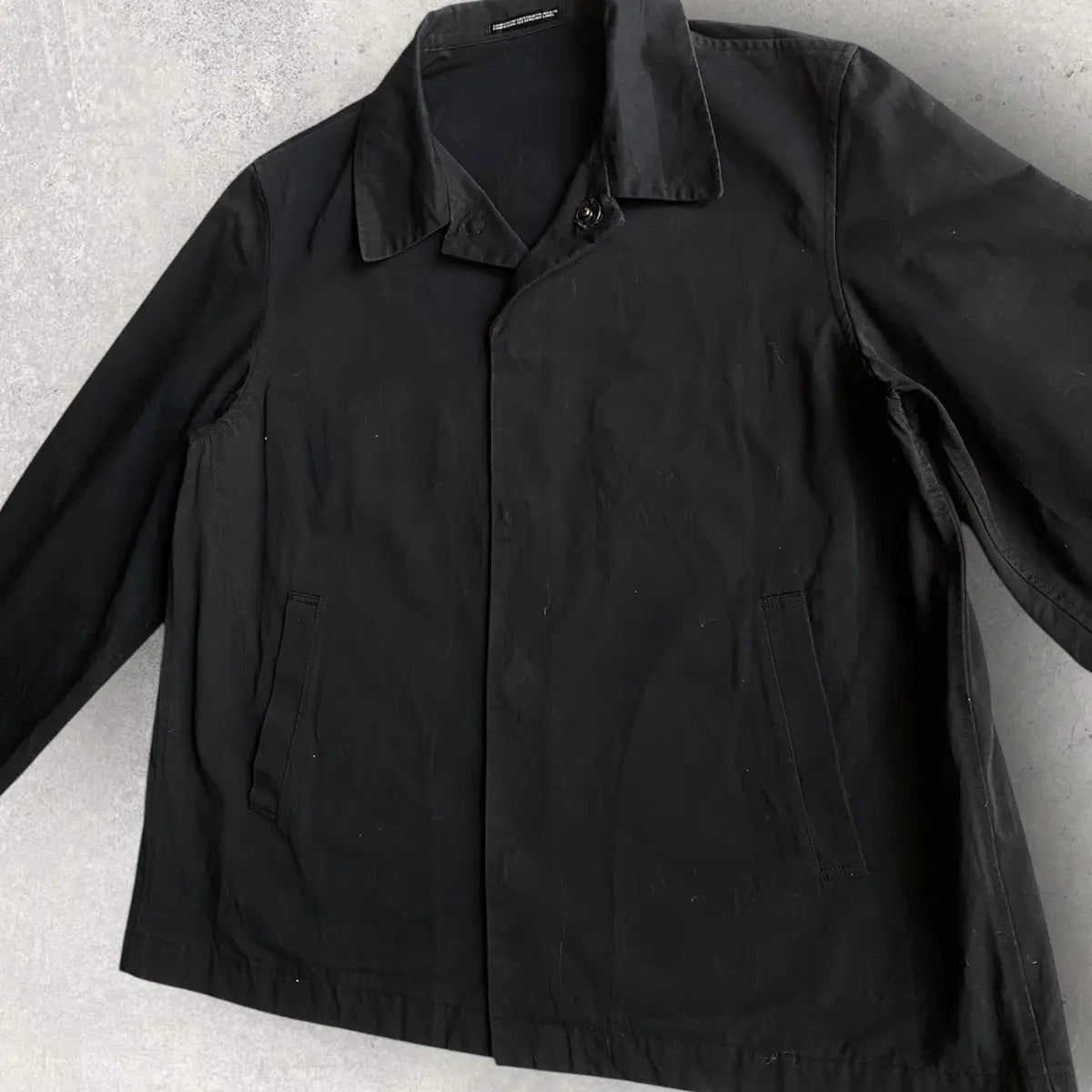 Yohji Yamamoto - Black Cotton Open Collar Boxy Fit Jacket