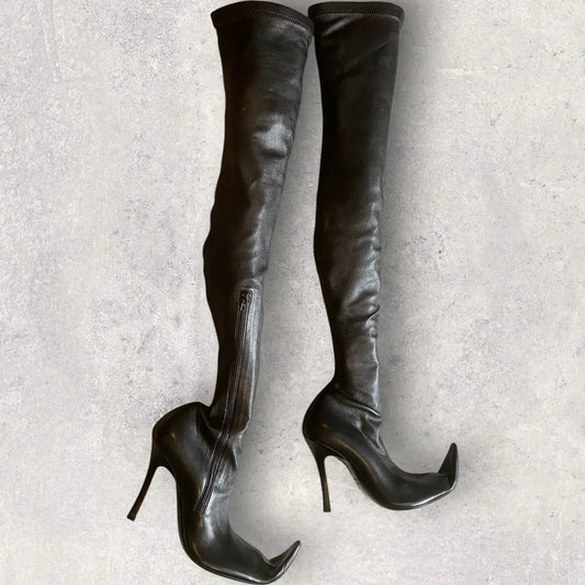 Balenciaga - Poulaine High Heels Over Knee Boots