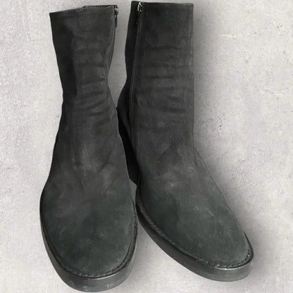 Ann Demeulemeester - Suede Cuban Heel Boots