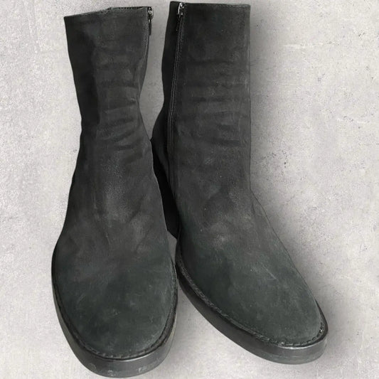 Ann Demeulemeester - Suede Cuban Heel Boots