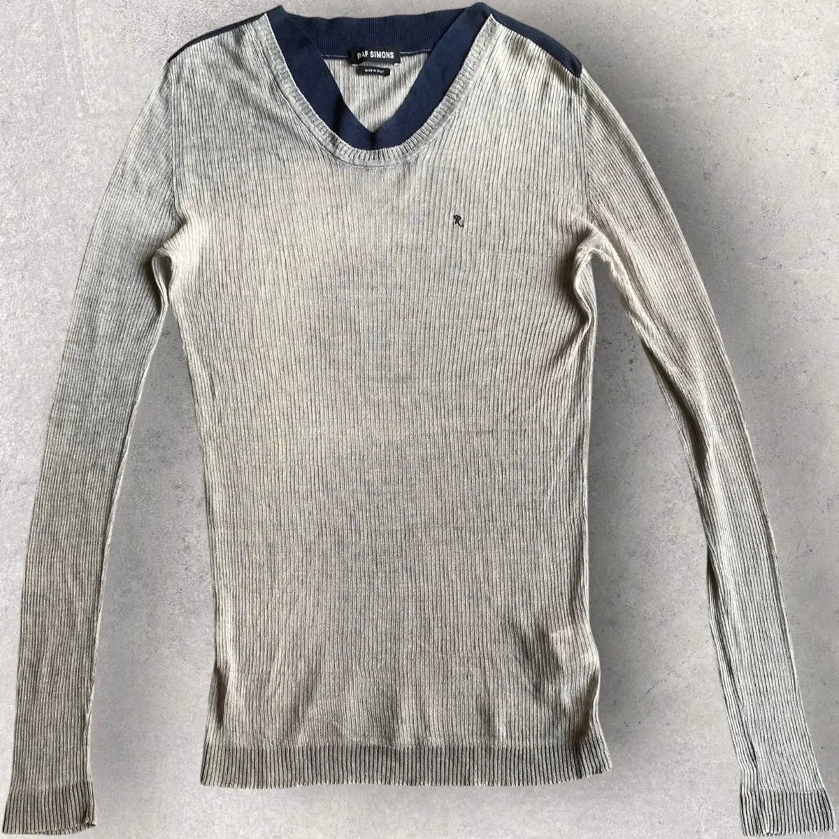 Raf Simons - SS10 Linen Knit Contrast Collar Sweater