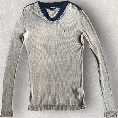 Raf Simons - SS10 Linen Knit Contrast Collar Sweater