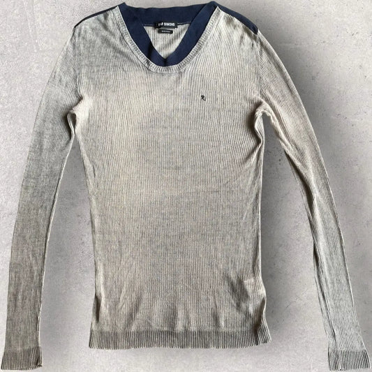 Raf Simons - SS10 Linen Knit Contrast Collar Sweater