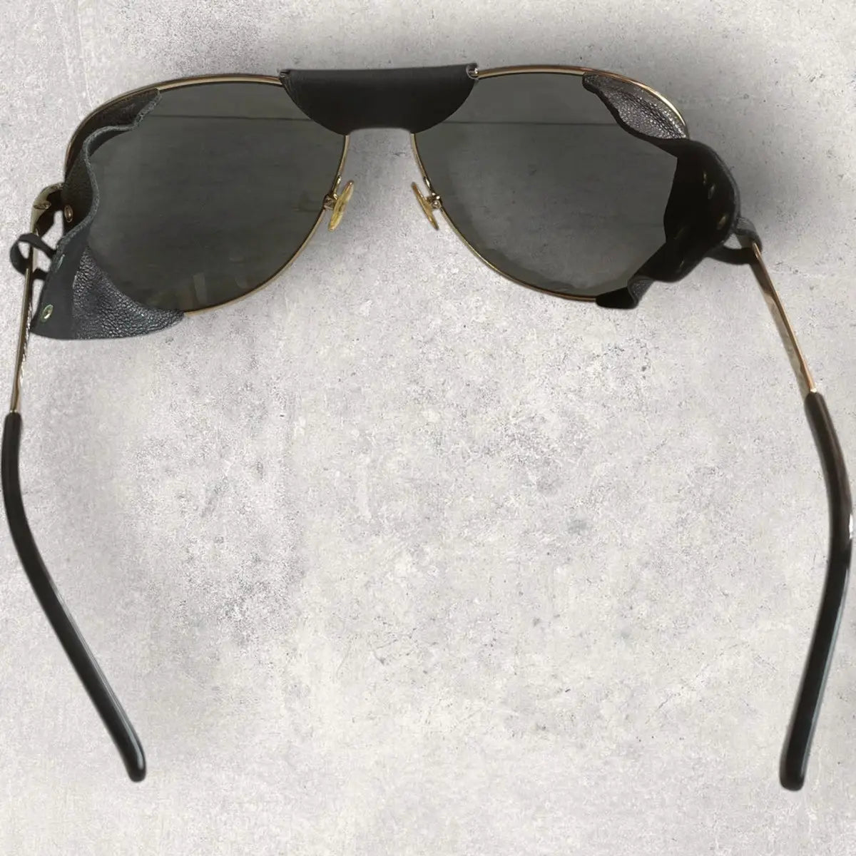 Balmain - Aviator Leather Side Shield Sunglasses