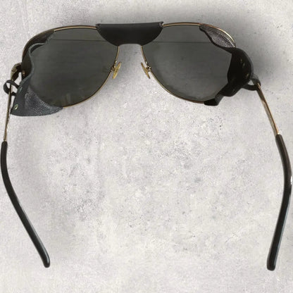 Balmain - Aviator Leather Side Shield Sunglasses