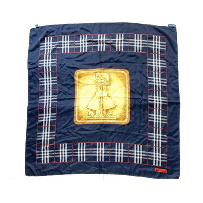 Burberry - Vintage Navy Silk Check Nova Big Scarf