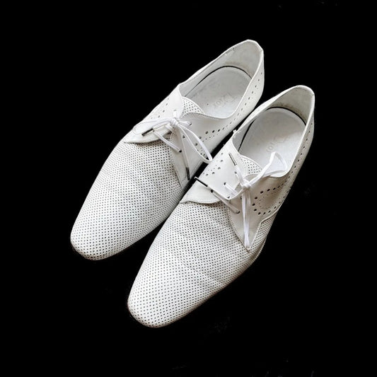 Dior Homme - 2008 Perforated Laser Cut White Derby Shoes