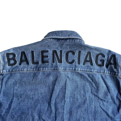 Balenciaga - 2019 Back Logo Embroidered Oversize Denim Shirt