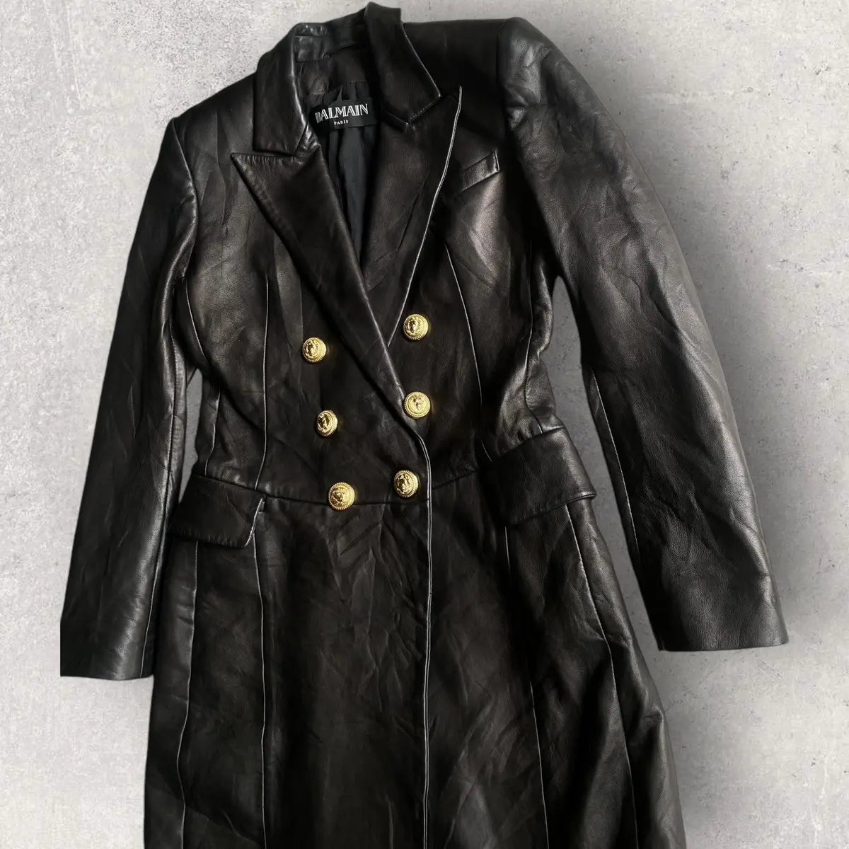 Balmain - Double Breasted Sheep Leather Coat