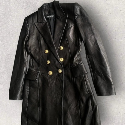 Balmain - Double Breasted Sheep Leather Coat
