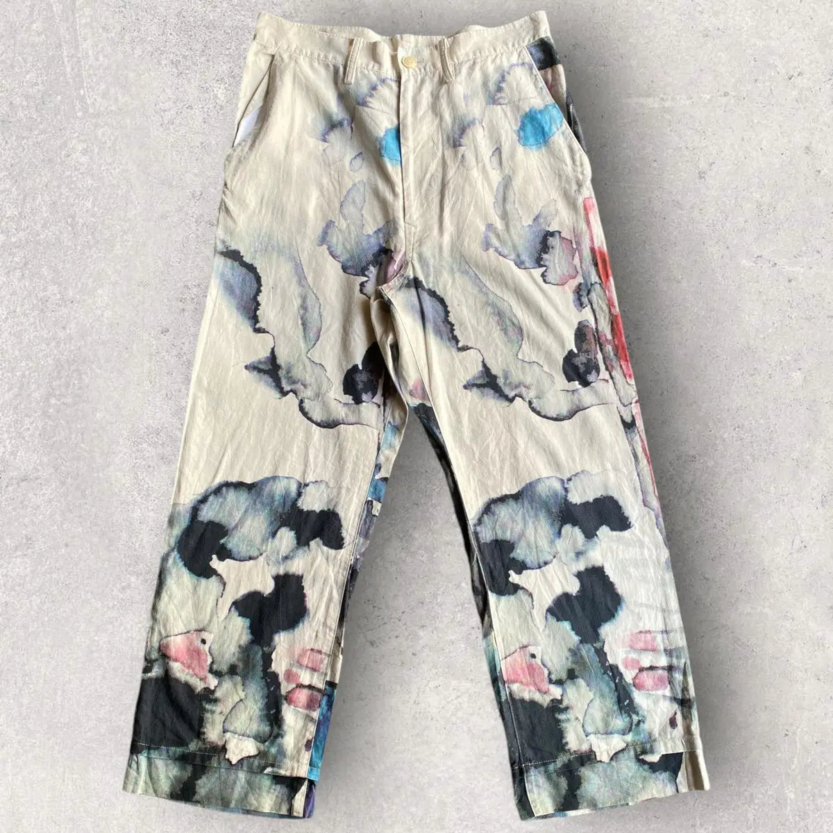Yohji Yamamoto  SS10 Y’s Linen Blend Water Color Print Pants