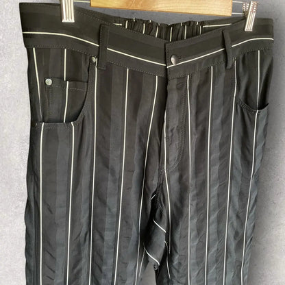 Haider Ackermann - SS18 Stripes Rayon Blend Back Elastic Drop Crotch Trousers