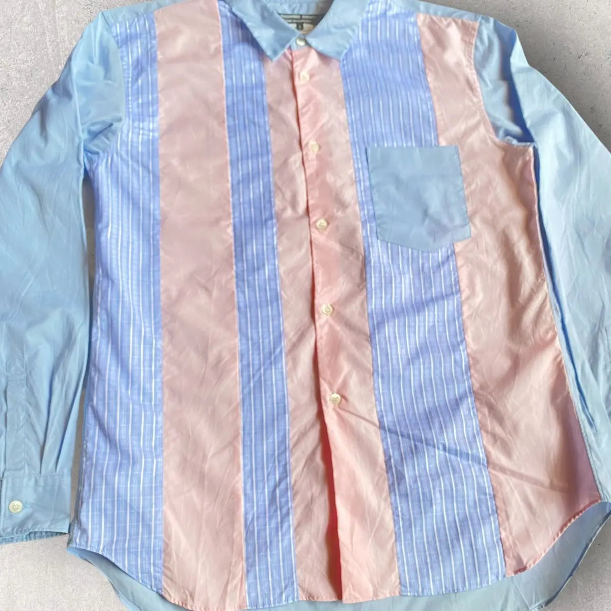 Comme des Garcons - Fall15 Pink/Stripe Patches Shirt