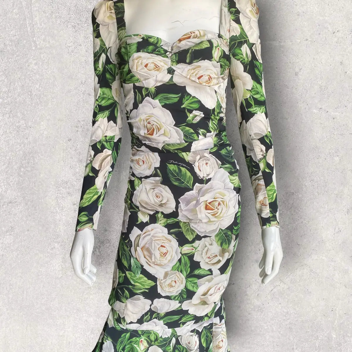 Dolce & Gabbana - Fall19 Floral Print Sweat heart Neck Dress