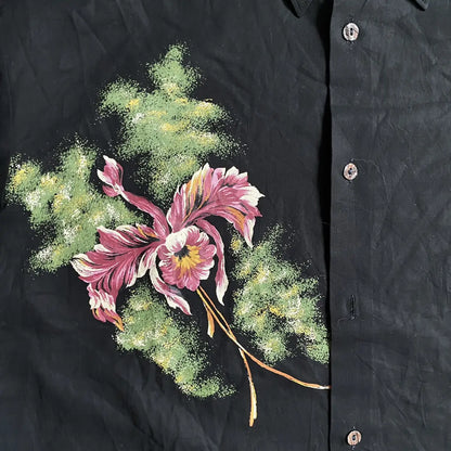 Jean Paul Gaultier - JPG Flower Print Black Semi Translucent Shirt