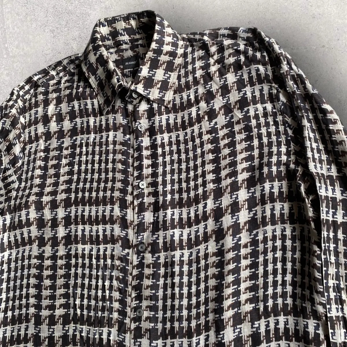 Jil Sander - Silk Houndstooth Print Shirt
