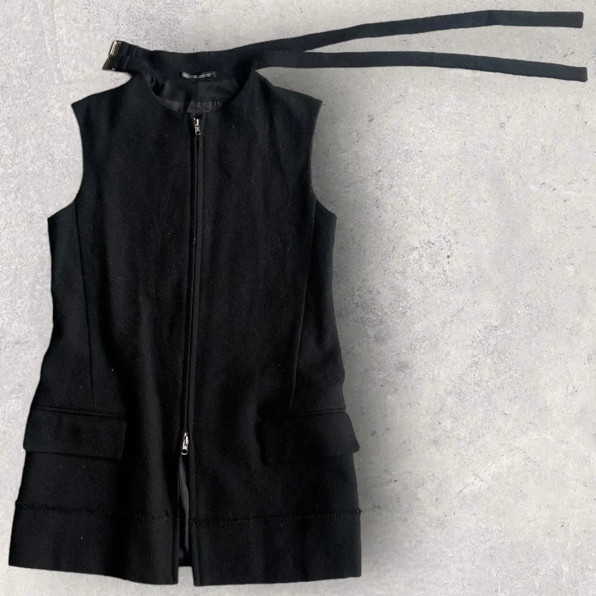 Yohji Yamamoto - Yohji Noir Double Strap Collar Black Wool Vest