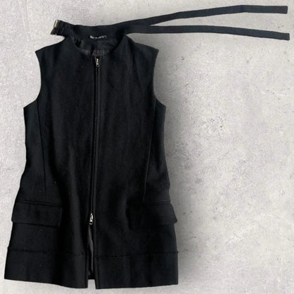 Yohji Yamamoto - Yohji Noir Double Strap Collar Black Wool Vest