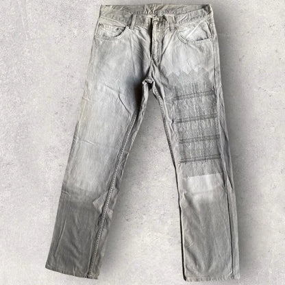 Helmut Lang - Archive Embroidered Grey Fade Denim Low Waist Contour fit