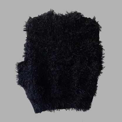 Comme des Garcons - Wool Rayon faux Fur Asymmetric Blouse