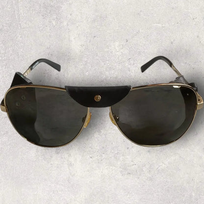 Balmain - Aviator Leather Side Shield Sunglasses