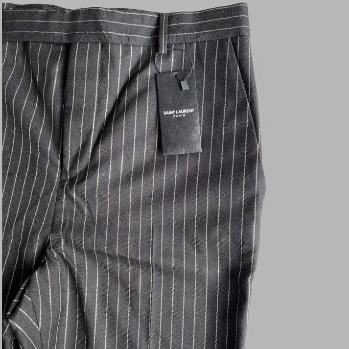 Saint Laurent Paris - SLP Black Gold Stripe Wool Trousers