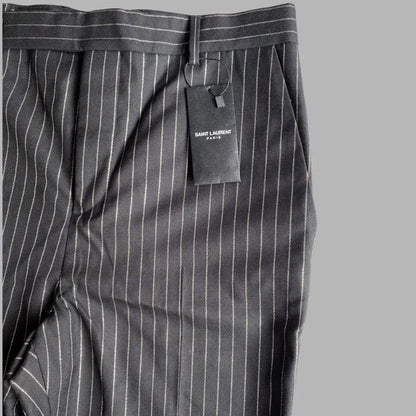 Saint Laurent Paris - SLP Black Gold Stripe Wool Trousers