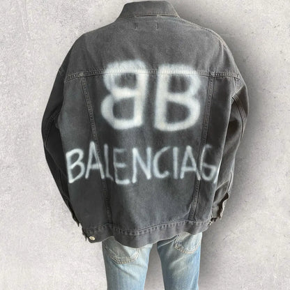 Balenciaga - Logo Spray Oversize Trucker Denim Jacket