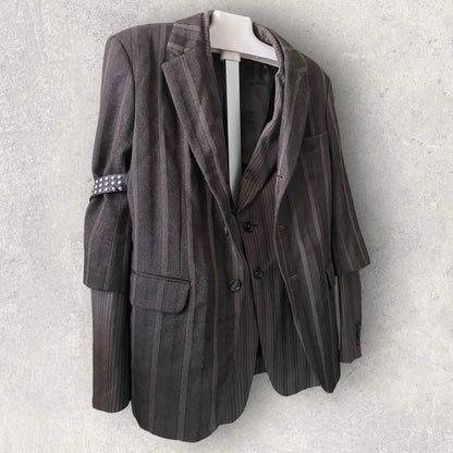 Comme des Garcons : Vintage Fall00 Double Layer Blazer With Bondage Stud Strap