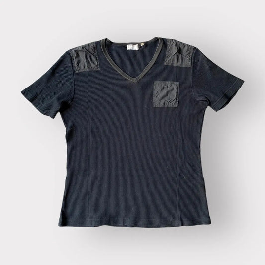 Helmut Lang - 1998 Archive Military Mesh V Neck T Shirt