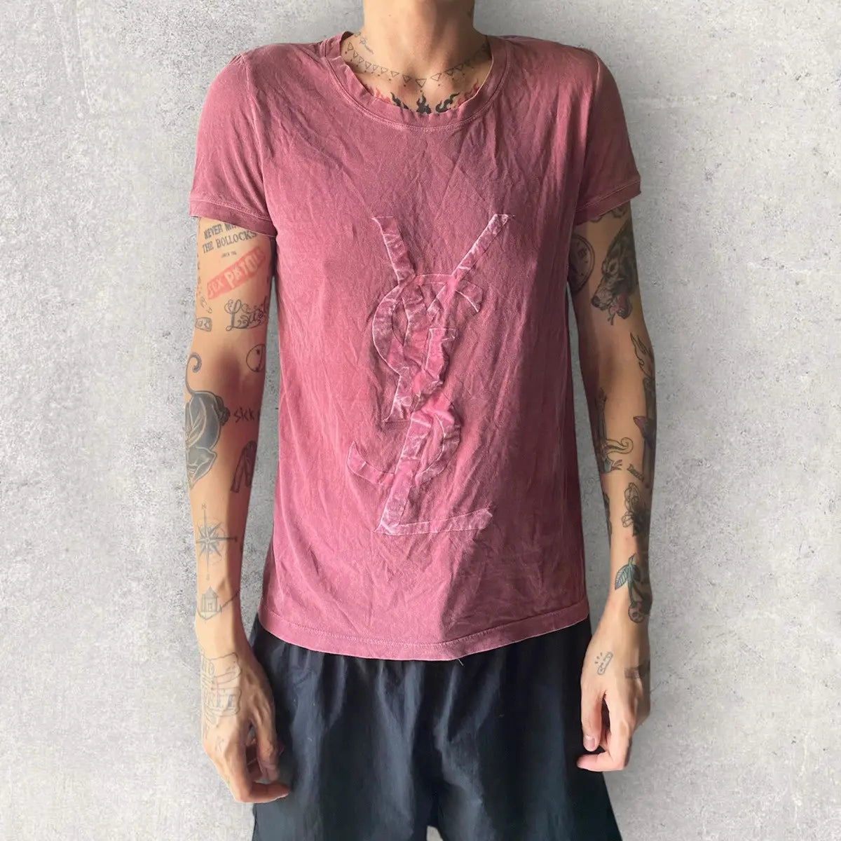 YSL- Velour Logo Print T Shirt