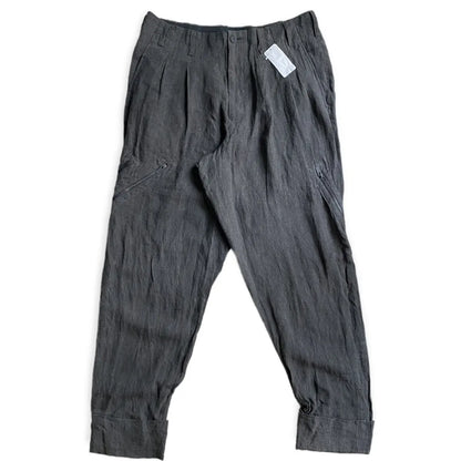 Yohji Yamamoto  Sample SS22 Linen Ink Dye Zip Cuffs Zip Pants