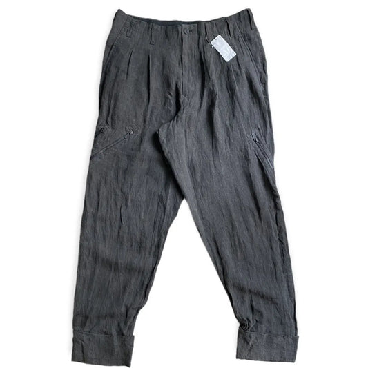 Yohji Yamamoto  Sample SS22 Linen Ink Dye Zip Cuffs Zip Pants