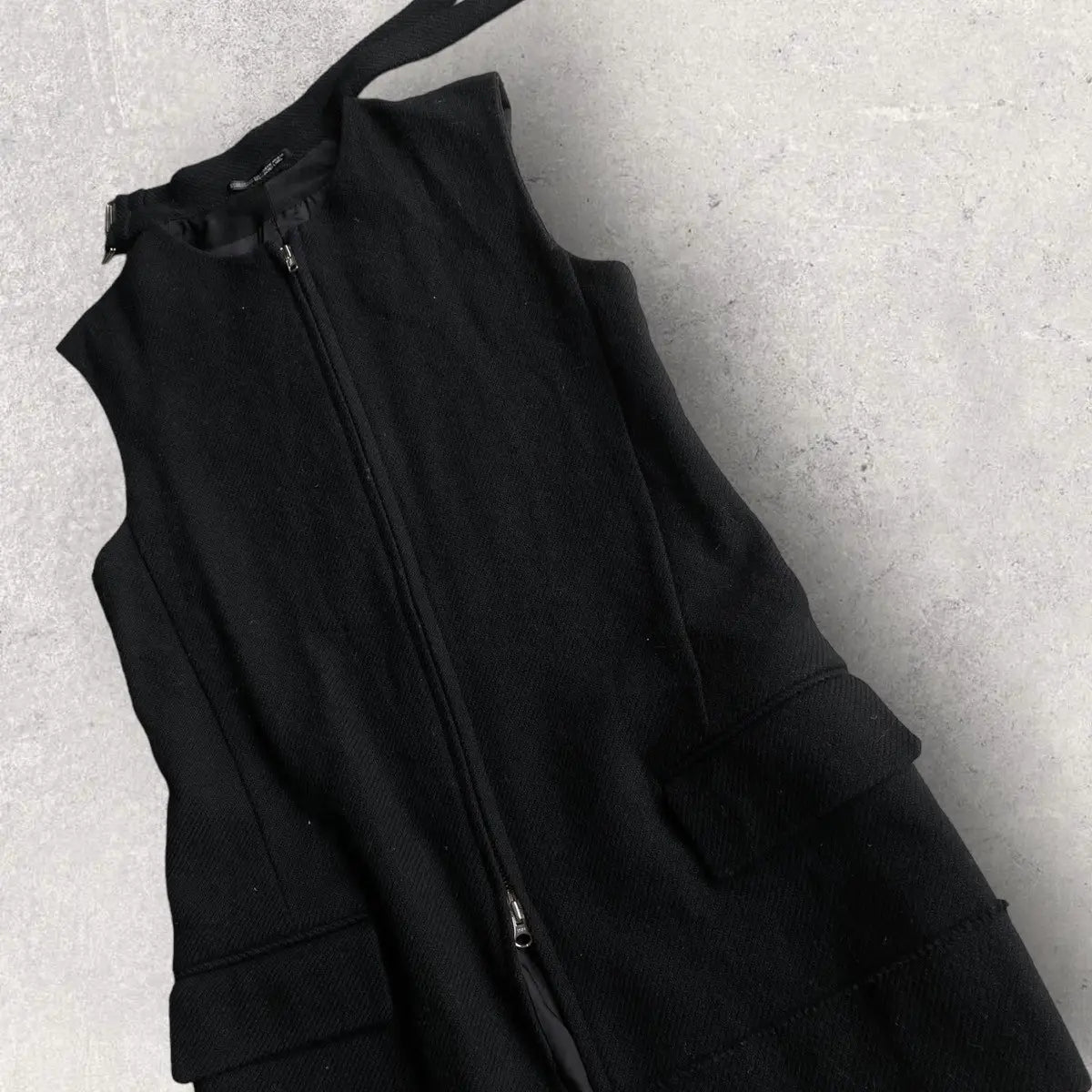 Yohji Yamamoto - Yohji Noir Double Strap Collar Black Wool Vest
