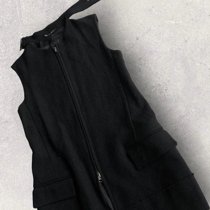 Yohji Yamamoto - Yohji Noir Double Strap Collar Black Wool Vest