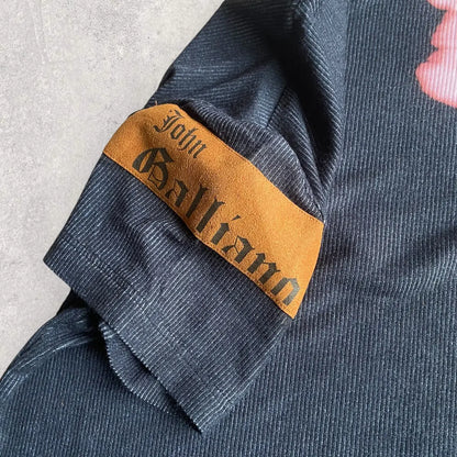 John Galliano - Vintage Rare Koi Fish Silk Blend Micro Ribbed T Shirt