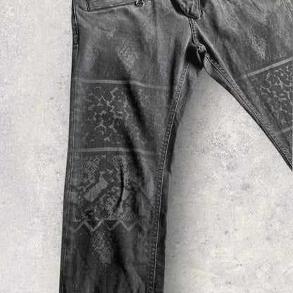 Balmain - Animal Print Black Wash Biker Denim