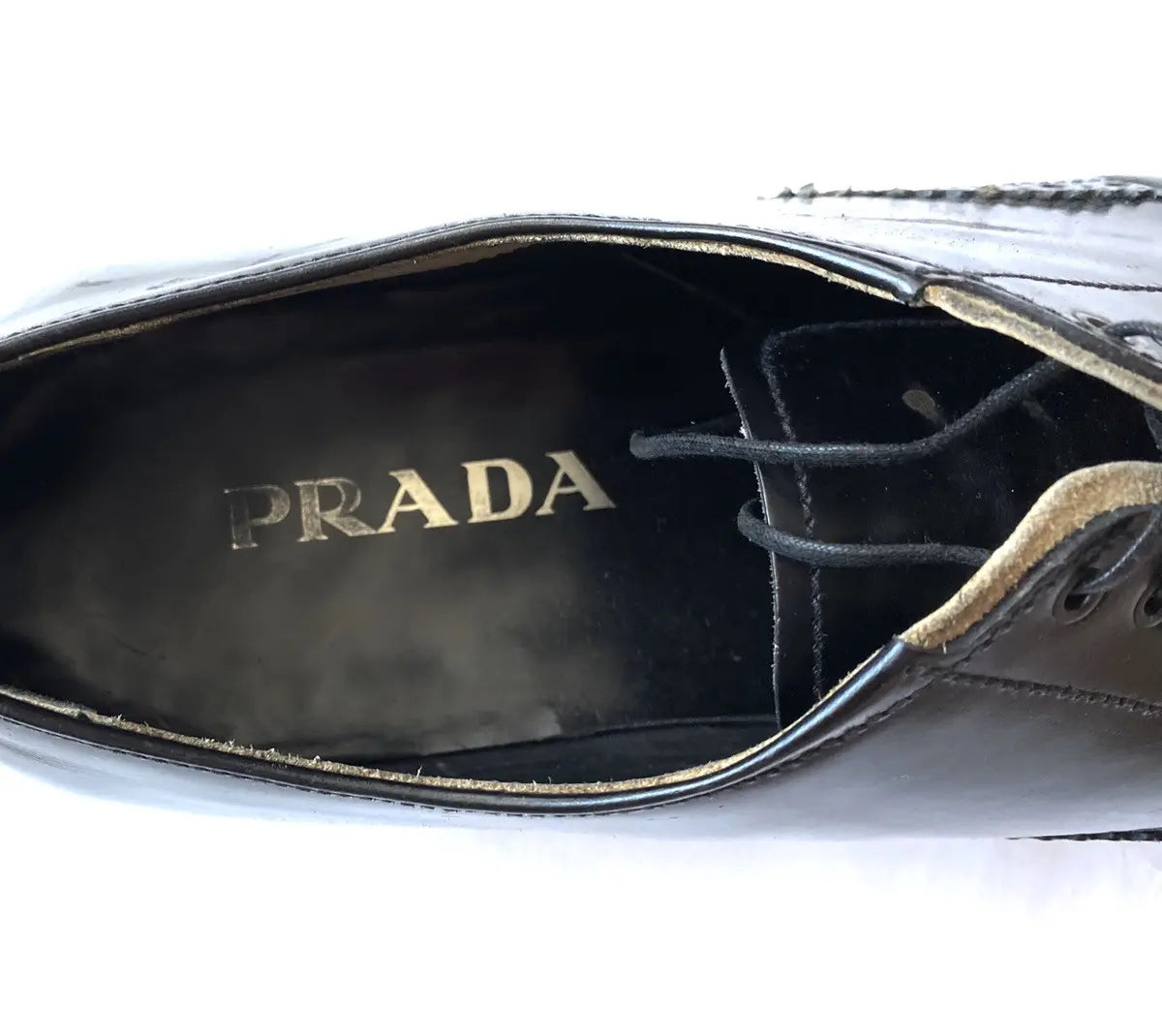 Prada - Deconstructed Leather Brogue Shoes Toe Cap
