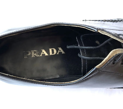 Prada - Deconstructed Leather Brogue Shoes Toe Cap