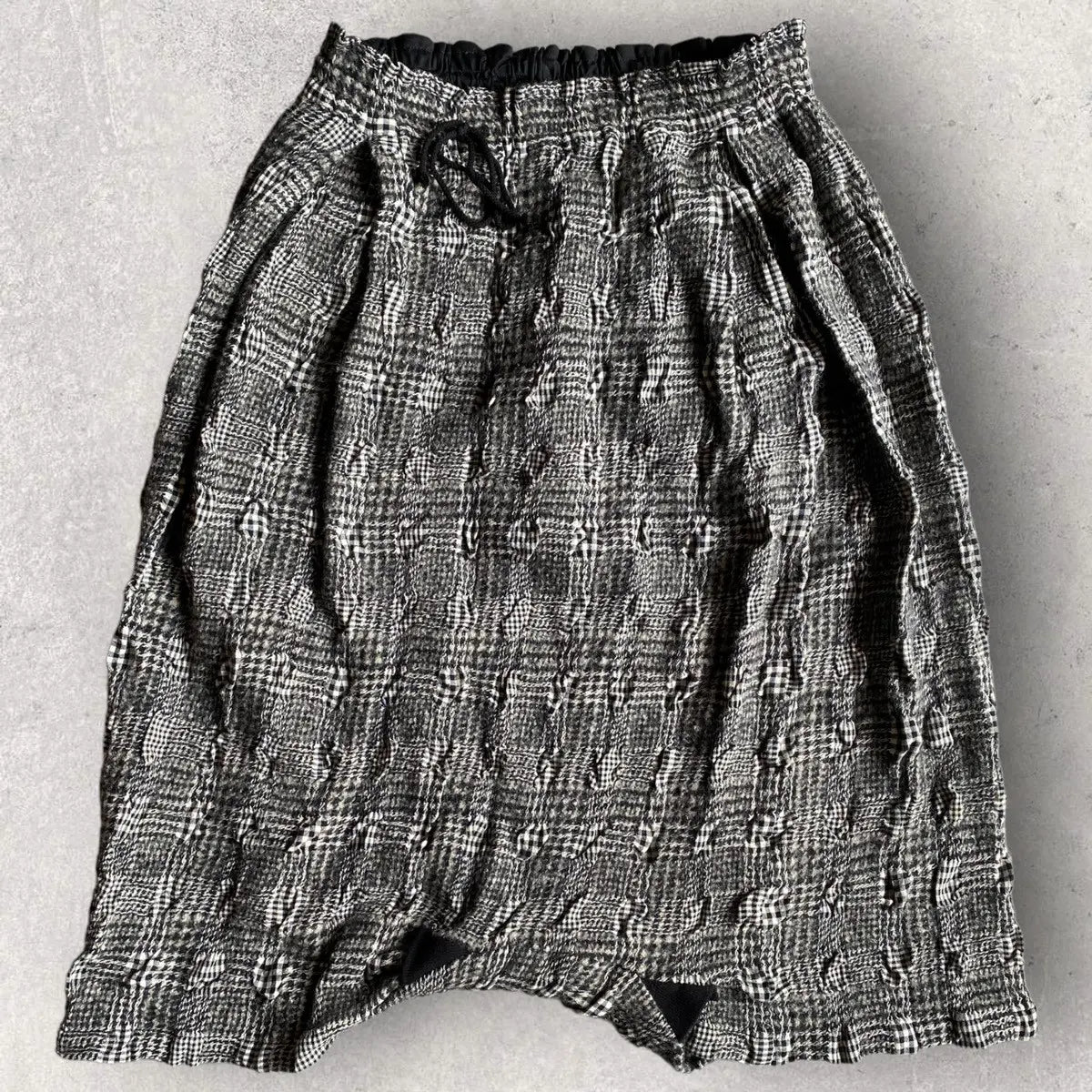 Yohji Yamamoto - Y’s Houndstooth Mix Plaid Drop Crotch Shorts
