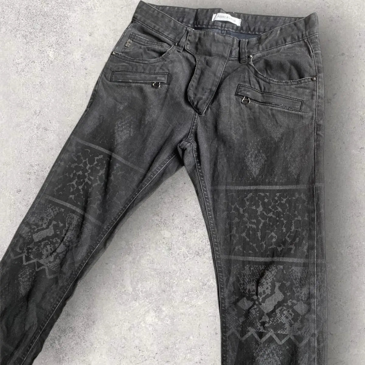 Balmain - Animal Print Black Wash Biker Denim
