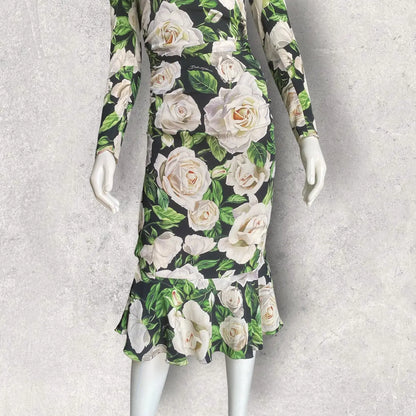 Dolce & Gabbana - Fall19 Floral Print Sweat heart Neck Dress