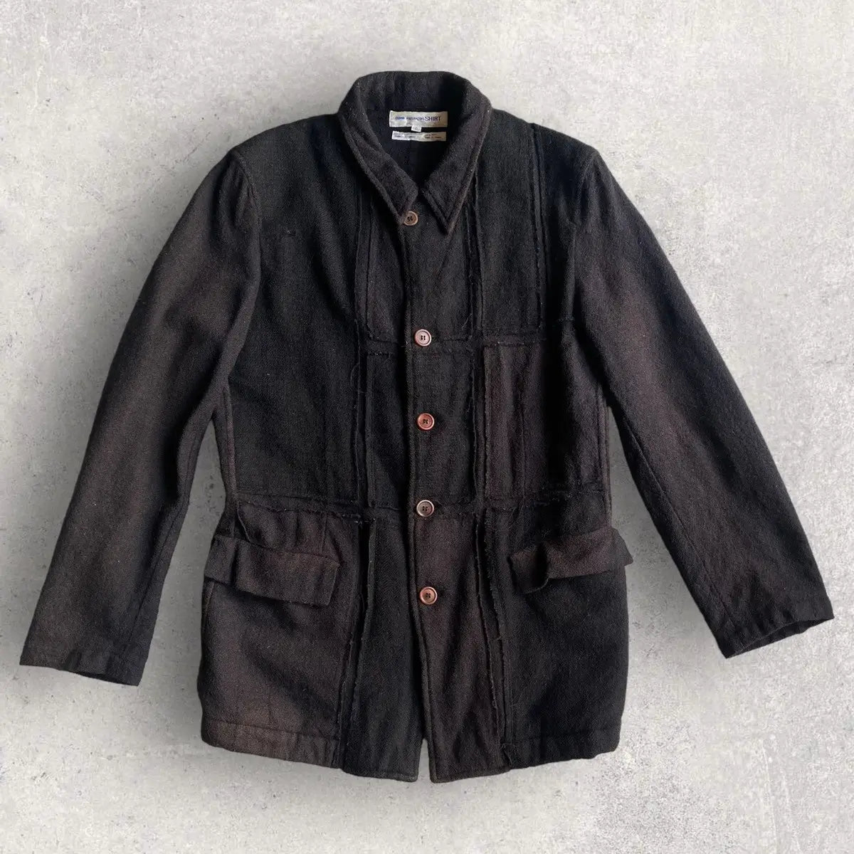 Comme des Garcons - Black Wool Patchwork Blazer