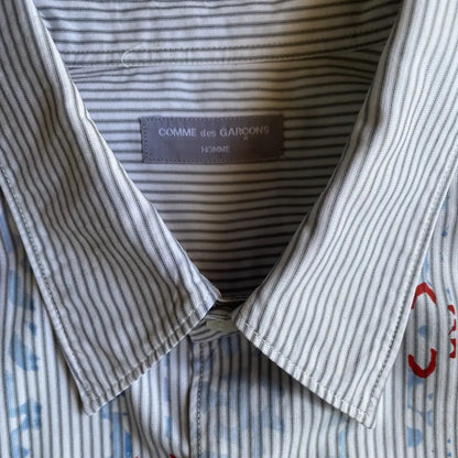 Comme des Garcons - Vintage SS01 Oversize Print On Stripe Shirt
